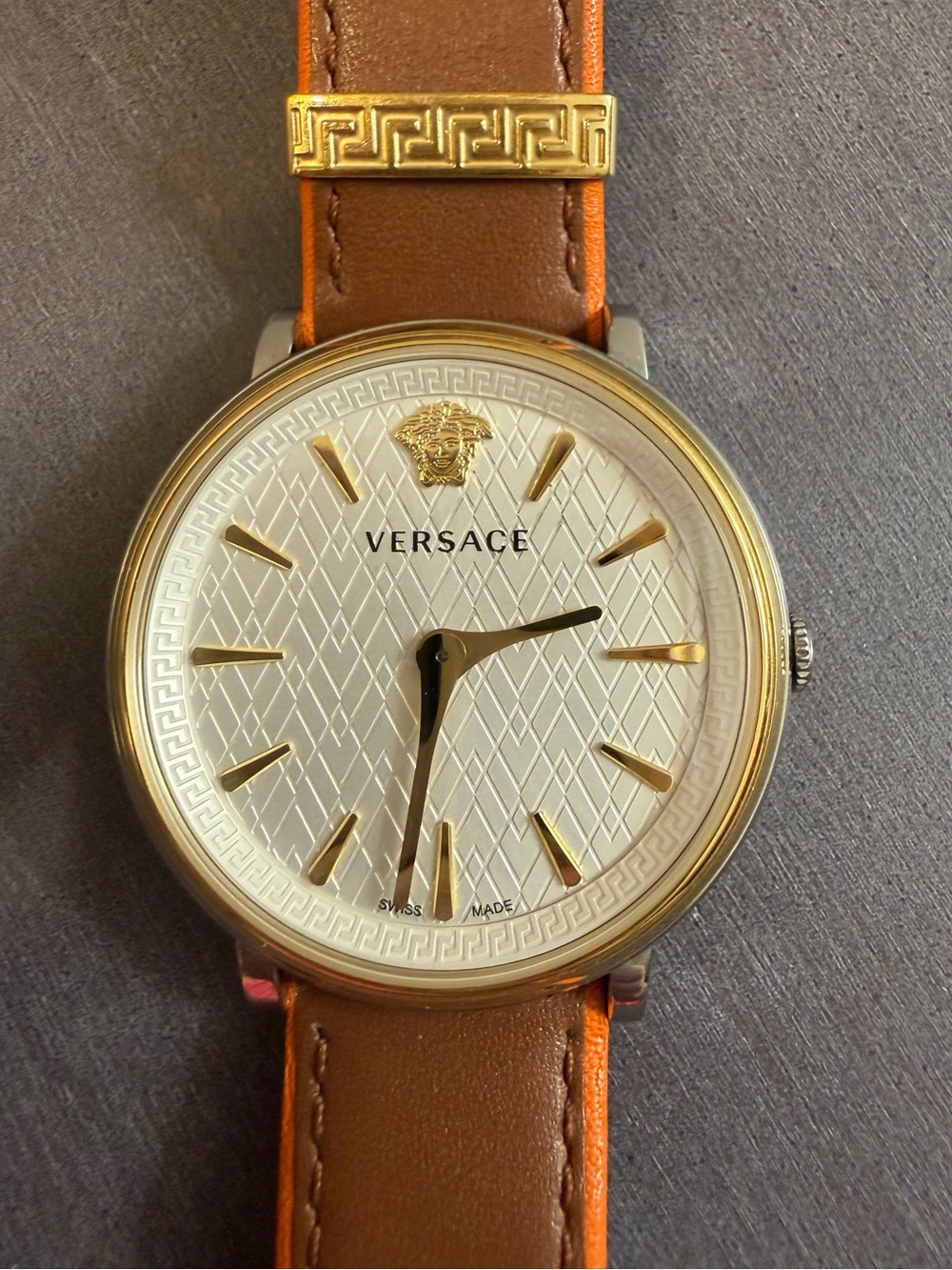 Versace Women's Watch VBP070017 Analog Quartz Leather Gold Tone Swiss Watch